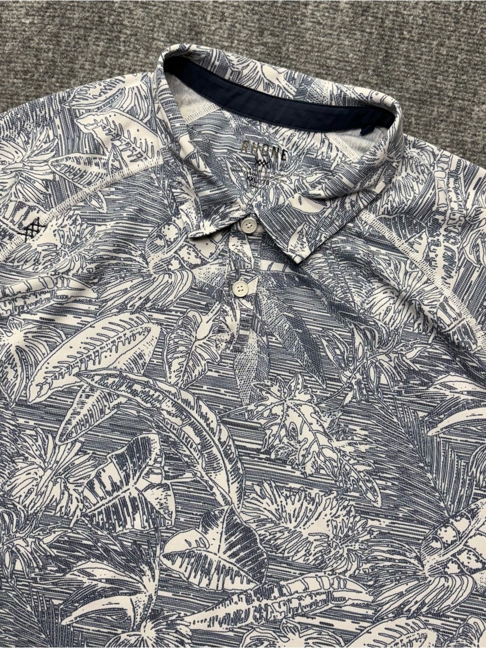 Rhone Golf Polo Shirt Mens XXL Blue Floral Hawaiian Performance Preppy AOP